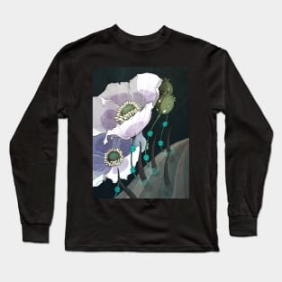 White Opium Poppies Long Sleeve T-Shirt